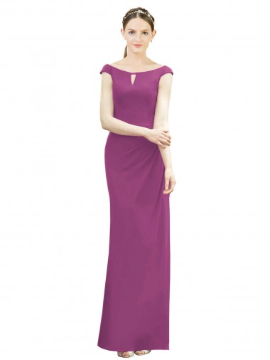 Baie sauvage Sirène Col Bateau Col Haut Mousseline Longue Robes demoiselle d'honneur Prix Réduit