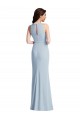 Bleu ciel clair Trompette Licou Crêpe Stretch Longue Robes demoiselle d'honneur / Robes de bal Prix Réduit
