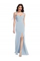 Bleu ciel clair Trompette Sans bretelle Crêpe Stretch Longue Robes demoiselle d'honneur / Robes de bal Prix Réduit
