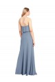 Bleu fumée Fourreau Col Haut Crêpe Stretch Longue Formelles Robes demoiselle d'honneur / Robes de soirée / Robes de bal Prix Réduit