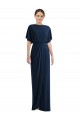 Bleu marine foncé Fourreau Bateau Spandex Longue Robes demoiselle d'honneur / Robes de bal Prix Réduit