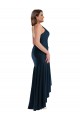 Bleu marine foncé Sirène Bretelles spaghetti Satiné Soyeux Longue Asymétrique Formelles Robes demoiselle d'honneur / Robes de soirée / Robes de bal Prix Réduit