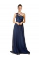 Bleu marine foncé Trapèze Balayage train Tulle Longue Robes demoiselle d'honneur Prix Réduit