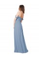 Bleu poussiéreux Trapèze Mousseline Longue Robes demoiselle d'honneur Prix Réduit