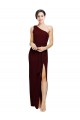 Bordeaux foncé Fourreau Crêpe Stretch Longue Formelles Robes demoiselle d'honneur / Robes de soirée / Robes de bal Prix Réduit