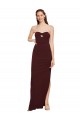 Bordeaux foncé Fourreau Sans bretelle Crêpe Stretch Longue Formelles Robes demoiselle d'honneur / Robes de soirée / Robes de bal Prix Réduit