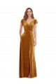 Or Fourreau Col V Velours Stretch Longue Formelles Robes demoiselle d'honneur / Robes de soirée / Robes de bal Prix Réduit