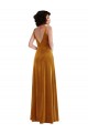 Or Trompette Col V Velours Stretch Longue Robes demoiselle d'honneur / Robes de bal Prix Réduit