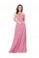 Peau Rose Trapèze Licou Mousseline Longue Robes demoiselle d'honneur / Robes de bal Prix Réduit