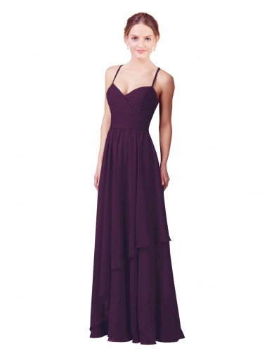 Pourpre Fourreau Mousseline Longue Robes demoiselle d'honneur Prix Réduit