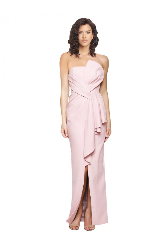 Rose Fourreau Sans bretelle Crêpe Stretch Longue Formelles Robes demoiselle d'honneur / Robes de soirée / Robes de bal Prix Réduit