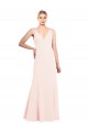 Rose Trapèze Col V Crêpe Stretch Longue Formelles Robes demoiselle d'honneur / Robes de soirée / Robes de bal Prix Réduit